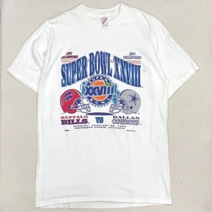 Vintage 1993 90s Bills Vs Cowboys T-Shirt Size Large Super Bowl XXVII Trench - Picture 1 of 19