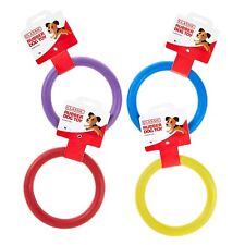 Large Solid Tough Hard Rubber Dog Treat Ring Fetch Toys Blue Purple Red Yellow