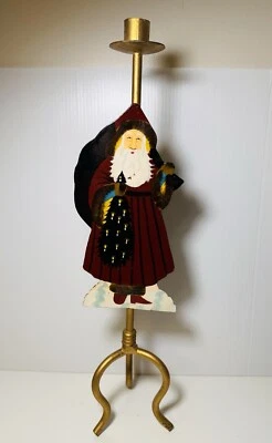 Farmhouse Rustic Old World Santa Candle Holders 19" Tall iron &Tin - Image 1 of 4