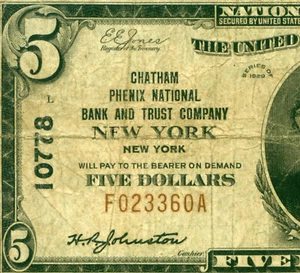 1929 $5 bill (10778 T1) World paper money national currency NEW YORK banknote - Picture 1 of 3