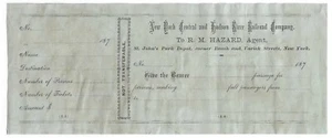 1870's NEw York Central & Hudson River Railroad Co. Blank Passenger Receipt - Picture 1 of 2