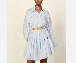 Sandro Paris Women's Dress Size 38 FR / M Linen Blend Shirt Dress SFPRO02306 - Picture 1 of 11
