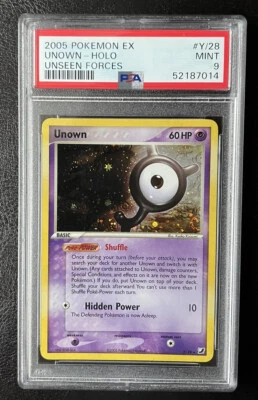 2005 Pokemon EX Unseen Forces Y/28 Unown Holo PSA 9 Mint - Image 1 of 2
