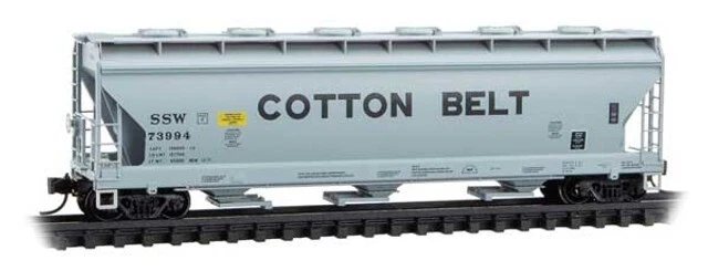 Micro Trains ~ N Scale ~3-Bay Covered Hopper ~ Cotton Belt SSW #73994 ~ 09300210 - Image 1 of 1