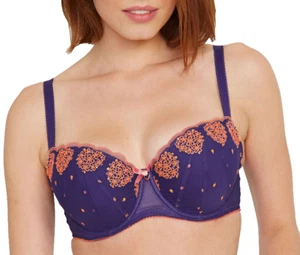 Sujetador Cleo By Panache Christina Azul Naranja 34D Con Aros Espuma Ligera Tazas Balcón - Imagen 1 de 3