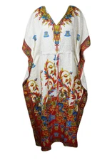 Bohemian Women's Caftan Maxi Kimono Sleeves Printed Loose Maternity Dresses 2XL