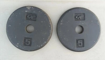 Lote de 2 Placas de Pesas CAP Juego de Barbell 5lbs 10lbs Total Negro Estándar 1" Agujero Foto 1 de 4