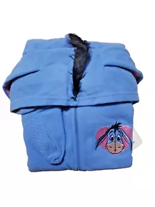 Disney Eeyore Footed Ladies Pajamas Hooded Winnie Pooh Cute Blue One Piece Zip - Picture 1 of 7