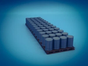 48 Fass 55gal Trommel SET Ladung mit Paletten O Maßstab 1:48 - keine Montage erforderlich! - Bild 1 von 8