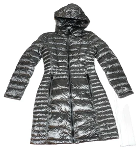 Calvin Klein Women Premium Down Quilted Hooded Slate Grey Dark Warm Coat Size XS - Picture 1 of 19