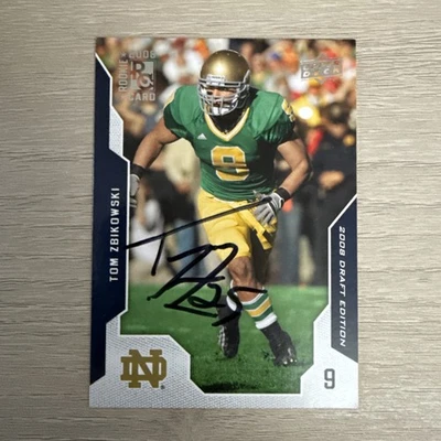 2008 Upper Deck Tom Zbikowski Signed Autographed Rookie Card Notre Dame Irish - Image 1 of 2
