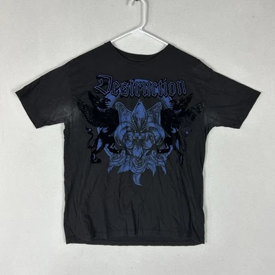 Camiseta masculina preta carbono média preta gótica grunge Y2K asas estampa gráfica vintage - Imagem 1 de 4