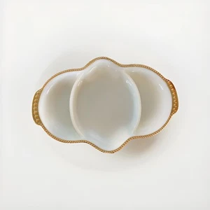 Vintage Fire King White Milk Glass with Gold Trim Divided Dish 3 Section Platter - Picture 1 of 5
