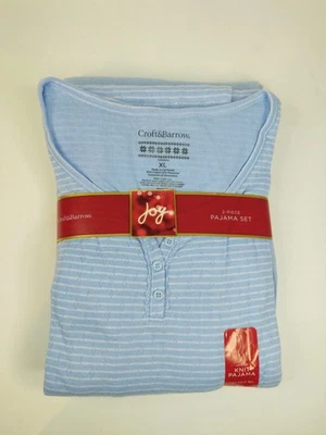Nuevo con etiquetas Croft & Barrow conjunto de 2 pijamas para mujer manga larga y pantalones talla XL azul claro Foto 1 de 4