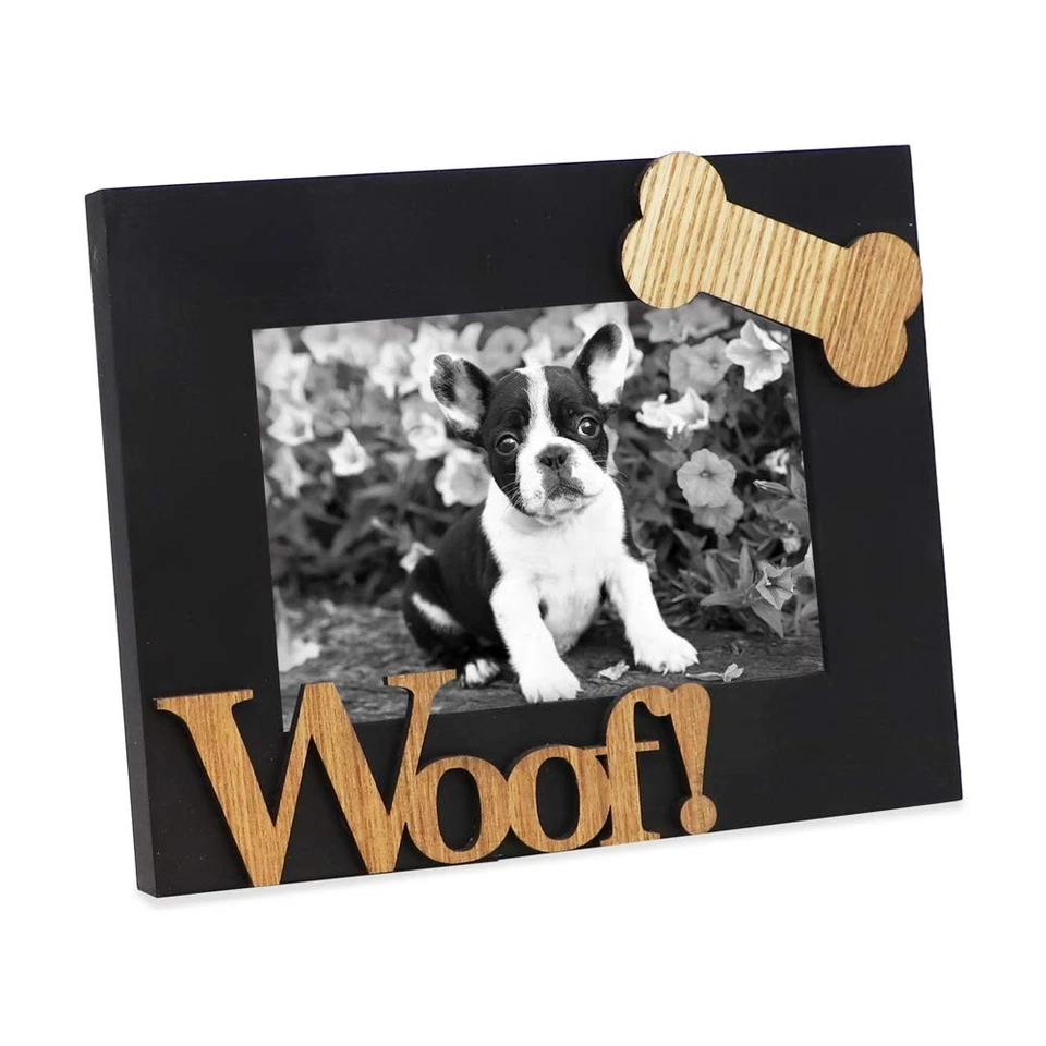 Black Wood Sentiments Dog “Woof!” Picture Frame, 4x6 inch, Photo Gift for Pet... - Image 1 of 4