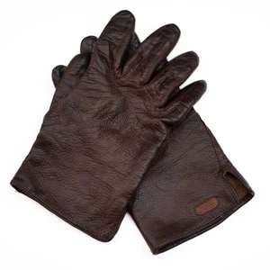 Vintage Coach Damen braune Lederhandschuhe Gr. 7 Kaschmir gefüttert geprägtes Logo - Bild 1 von 5