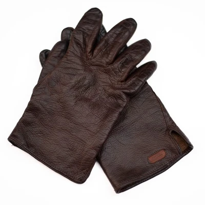 Luvas femininas vintage COACH de couro marrom tamanho 7 forradas de cashmere logotipo em relevo - Imagem 1 de 4