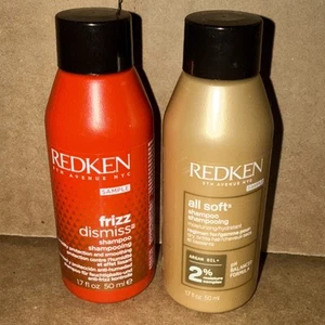 Redken All Soft Shampoo + Frizz Dismiss Shampoo 1.7oz SET OF 2- FREE SHIPPING - Picture 1 of 3