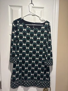 White House Black Market Tunika-Kleid geometrisches Muster Damen M türkis schwarz weiß - Bild 1 von 1