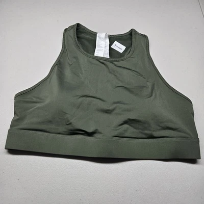 Fabletics Women Sports Bra 2XL Olive Green Wireless Mesh Racerback - Image 1 of 4