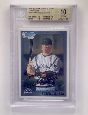 Bowman Chrome Draft Prospects 2010 #BDPP47 Russell Wilson RC Rookie BGS 10 raro Foto 1 de 2