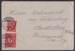 75849) JADERBERG Oldenburg ZWEI VERSCHIEDENE 3 Mark-Marken auf Brief nach Hollan - Picture 1 of 3