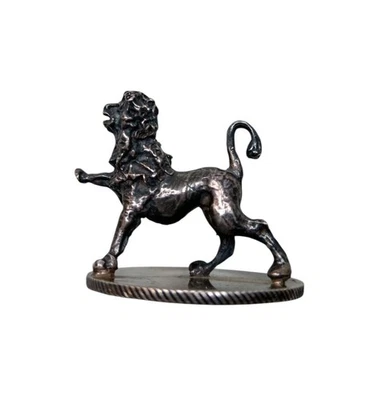 *HH* Miniatura Sigillo Leone Scultura Statua In Argento Timbro Statue Lion  - Immagine 1 di 4