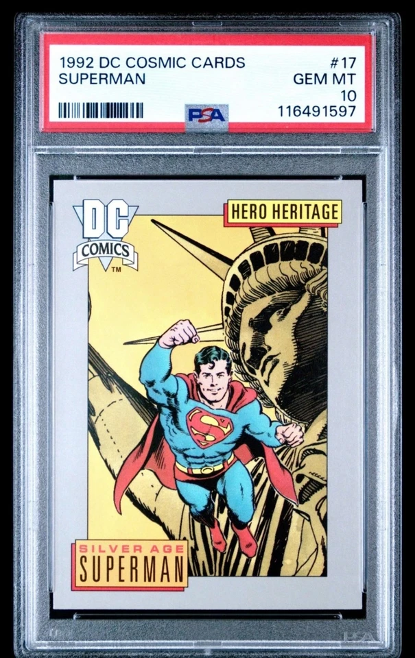 1992 IMPEL DC COSMIC CARDS #17 SILVER AGE SUPERMAN PSA 10 GEM MINT - Image 1 of 2
