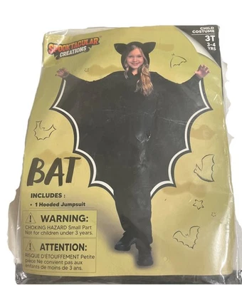  Vampire Black Bat Wings Costume Size 3-4 Yrs New Spooktacular  - Image 1 of 2