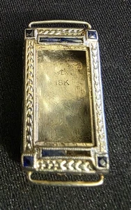 Antiguo conjunto de caja de reloj de oro blanco y zafiro azul de 18k - APEX - Art Deco - 5,26 g - Imagen 1 de 16