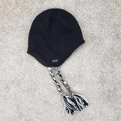 Columbia Hat Black Ear Flap Beanie with Tassles - Image 1 of 4