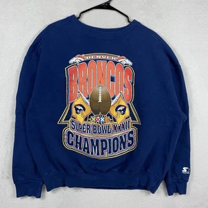 Vintage Starter Denver Broncos Super Bowl XXXII Crewneck Sweatshirt Men’s XL NFL - Picture 1 of 7