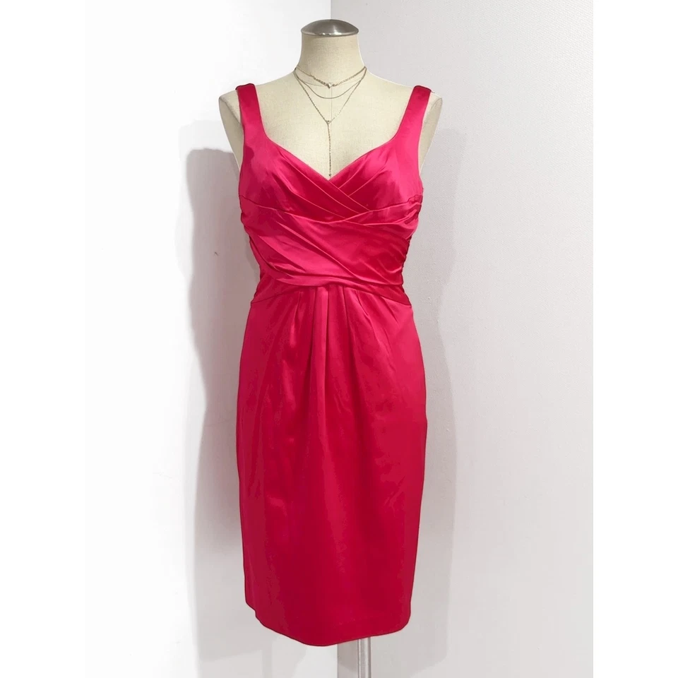 Vestido para mujer Jones New York rosa satinado sin mangas cuello en V formal talla 6 Foto 1 de 4