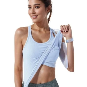 Sphinx Cat Women’s Yoga Racerback Tank Top Built-In Bra Light Blue Small NIB - Bild 1 von 4