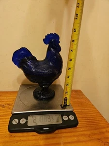 Cobalt Blue Standing Rooster Candy Dish Bowl Depression Style Glass NO CHIPS! - Picture 1 of 4