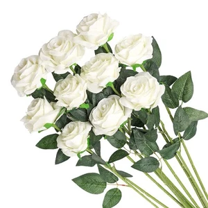 Artificial Flowers Silk Roses Fake Bridal Wedding Bouquet for Home Garden Par... - Picture 1 of 7