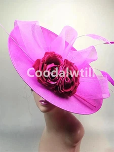 Big Flower Fascinators Hat Headpiece Women Kentucky Church Millinery Cap Ladies - Picture 1 of 24