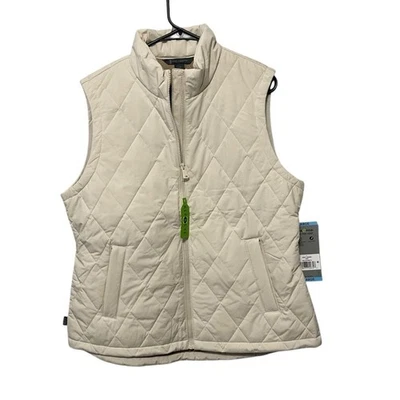 Chaleco Free Country Acolchado Cremallera Frontal Bolsillos Crema Exterior Nuevo con Etiquetas Para Mujer L Foto 1 de 4