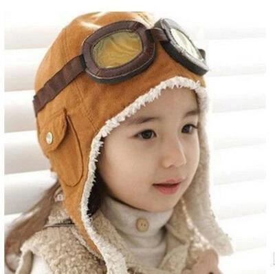 CPUK KIDS TODDLER CHILD PILOT GOGGLES AVIATOR FLEECE SOFT WARM HAT CAP WARM EARMUFFS