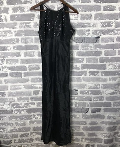 Vtg Zum Zum Dress Women Small Black Sequin Formal Maxi Gown Evening USA 90s READ - Picture 1 of 15