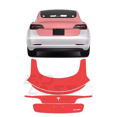 Modelo 3 2017-2023 TAPA MALETERO CUBIERTA CON ALERÓN Película de protección de pintura precortada transparente Foto 1 de 3