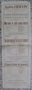 Folleto Programa Odeon Teather Luigi Pirandello Director Italiano 1927 - Imagen 1 de 1