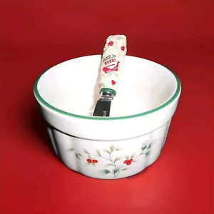 Pfaltzgraff Winterberry Cheese Dip Dish Bowl & Spreader Knife in Box - Picture 1 of 4