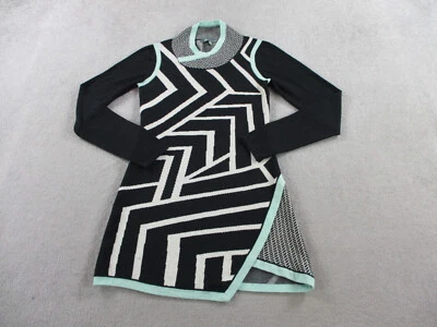 Vestido Suéter Title Nine Para Mujer Pequeño Negro Azul Estampado Geométrico Mini Túnica Lana Foto 1 de 4