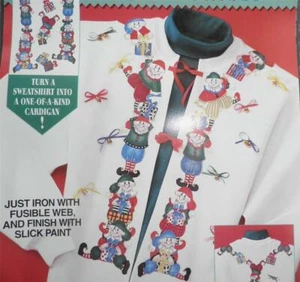 SANTA's ELVES Christmas Cardigan Sweatshirt Applique no sew FABRIC Daisy Kingdom - Picture 1 of 5