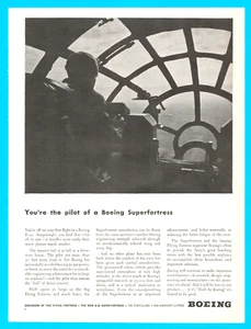 1944 WWII Boeing Super Fortress Pilot B 29 Flugzeug Druck Werbung Bomber Luftfahrt - Bild 1 von 3