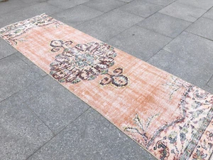 Vintage Handarbeit Türkischer Läufer - Boho Wollteppich, Antik Flur Deko Läufer - Bild 1 von 12