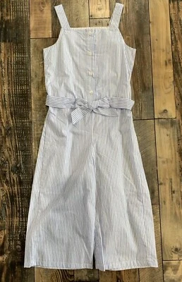 NWT GYMBOREE Beautiful Blue White Stripe Capri ROMPER Outfit Girls SIZE Xs 4 - Image 1 of 2
