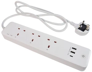 Mercury 429.952UK Wireless Remote Control 3 Gang + USB A & C Type Extension Lead - Picture 1 of 4