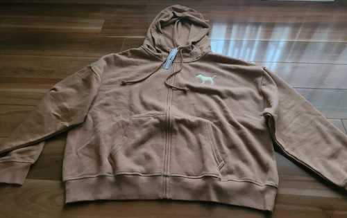 UNDERCOVER Felpa con cappuccio e zip Victorias Secret ROSA Ivy Fleece Edizione Limitata Toffee Dog Nuova con etichette